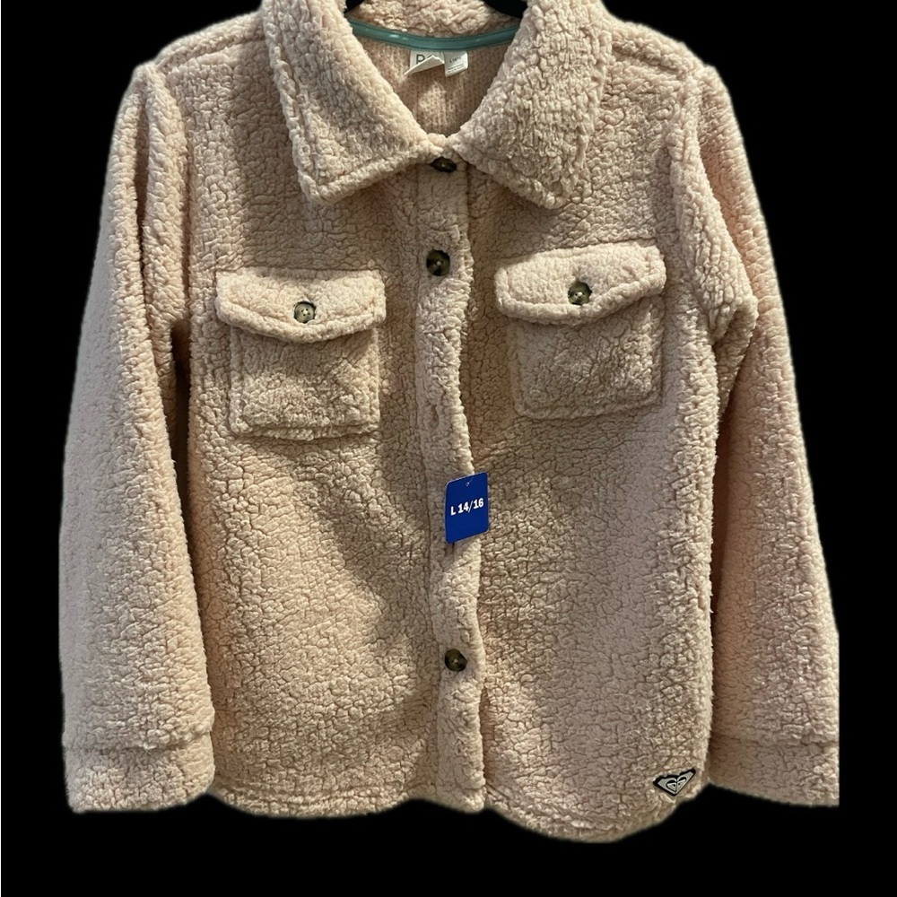 Roxy Soft Pink Sherpa Jacket for Kids